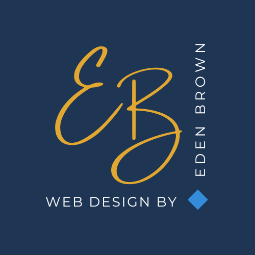 Business logo that has the initals E B followed by web design by Eden Brown